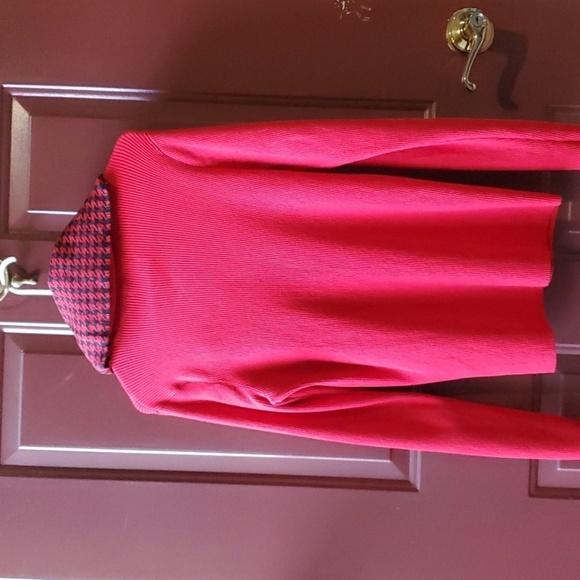 Lauren Ralph Lauren red rib turtleneck Green label & Cashmere houndstooth Scarf - Picture 9 of 9